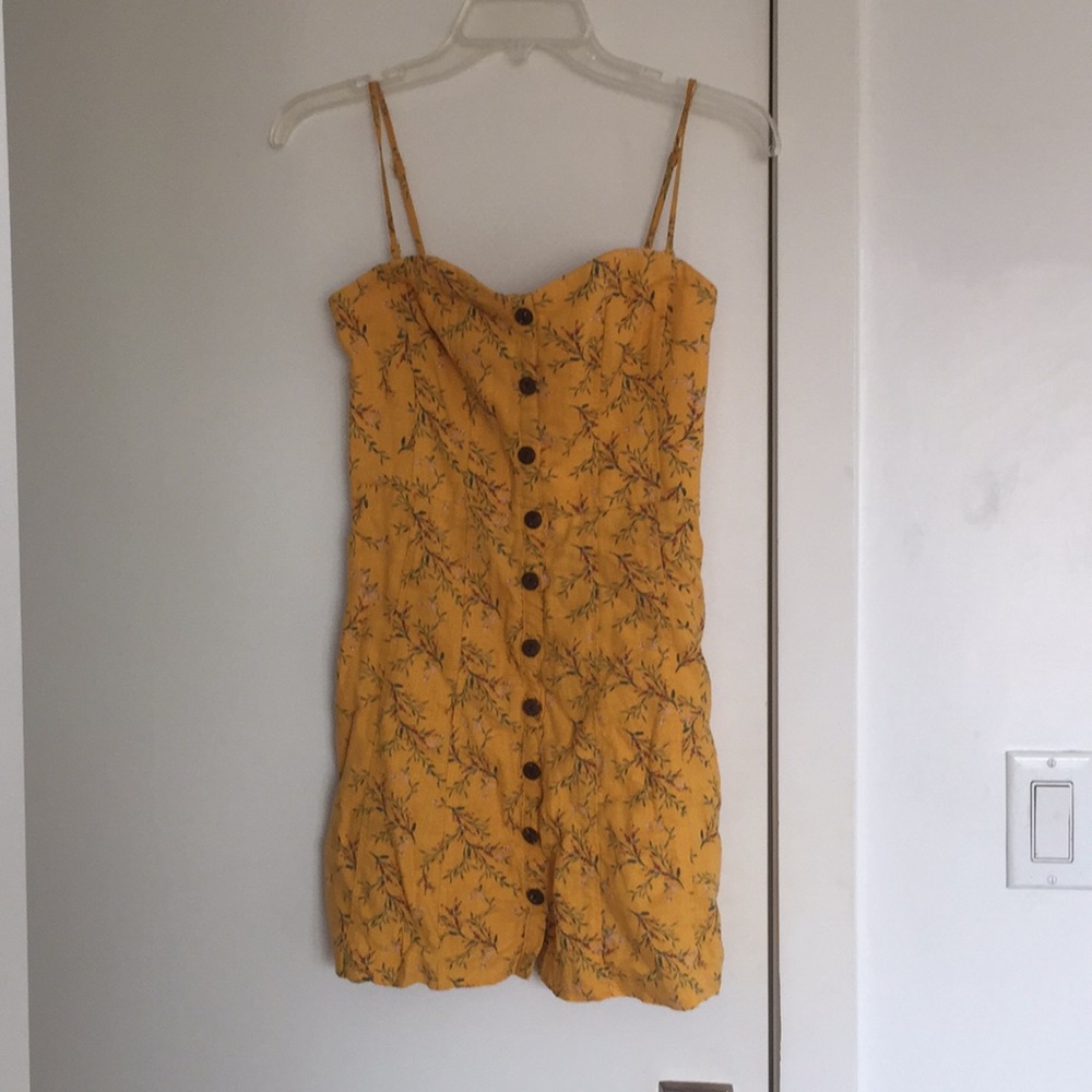 Urban Outfitters Kimchee Blue Linen Yellow Dress
